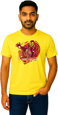 purycot Printed Men Round Neck Yellow T-Shirt