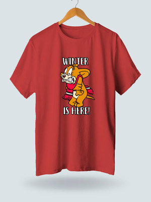 JP Creation Printed Men Round Neck Red T-Shirt