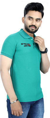 Lonaxa Printed Men Polo Neck Dark Green T-Shirt