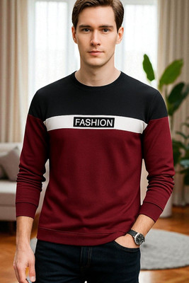 Autna Printed, Colorblock Men Round Neck Maroon T-Shirt