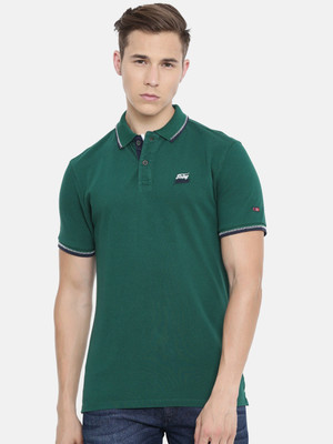 BEING HUMAN Solid Men Polo Neck Green T-Shirt