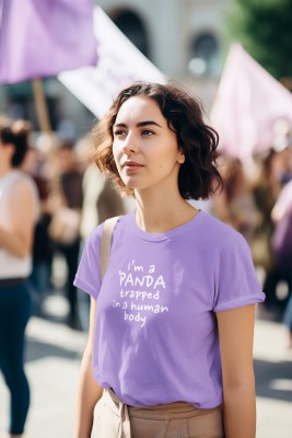 Calm Down Printed Women Round Neck Purple T-Shirt