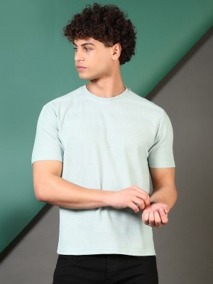 V-MART Solid Men Round Neck Green T-Shirt