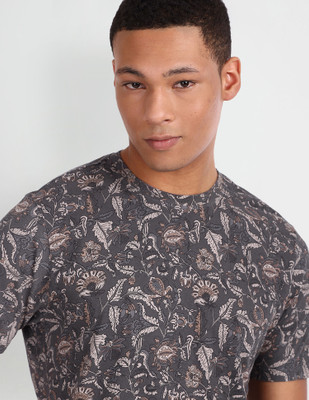 FLYING MACHINE Printed Men Round Neck Blue T-Shirt