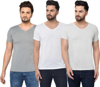JB Jangoboy Solid Men V Neck Multicolor T-Shirt