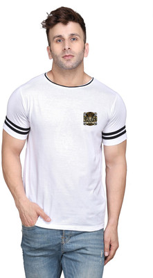 Money Leaf Solid Men Round Neck White T-Shirt