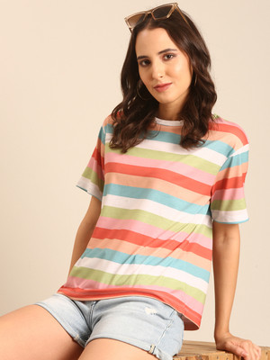 Marca Disati Graphic Print Women Round Neck Orange T-Shirt