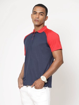EPPE Colorblock Men Polo Neck Navy Blue, Red T-Shirt