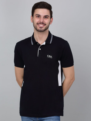 CANTABIL Solid Men Polo Neck Black T-Shirt