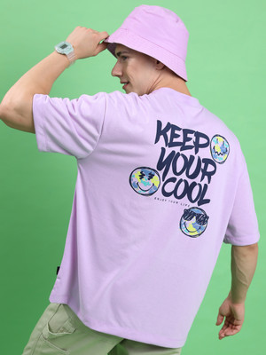 HIGHLANDER Printed Men Round Neck Purple T-Shirt