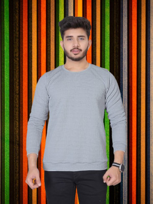 radhe creation Solid Men Round Neck Grey T-Shirt