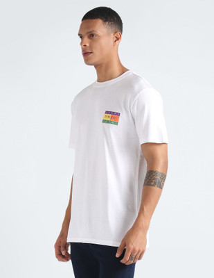 TOMMY HILFIGER Printed Men Round Neck White T-Shirt
