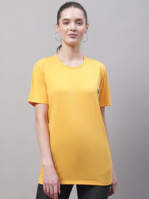 VIMAL JONNEY Solid Women Round Neck Yellow T-Shirt