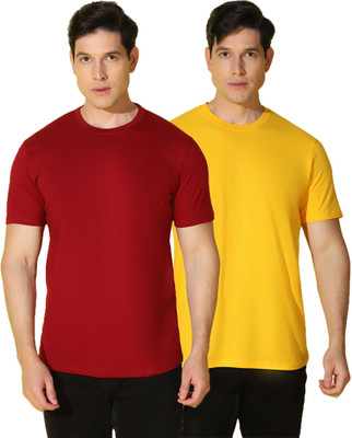 WOOSTRO Solid Men Round Neck Multicolor T-Shirt