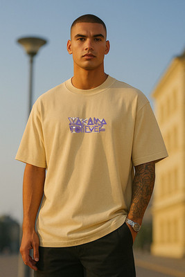 COPEHHI Printed Men Round Neck Beige T-Shirt