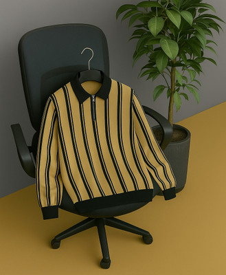 NB NICKY BOY Striped Men Polo Neck Beige T-Shirt