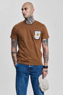 Snitch Graphic Print Men Crew Neck Brown T-Shirt