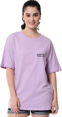 Sarkar freaks Printed Women Round Neck Purple T-Shirt