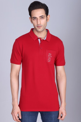 Harbor N Bay Printed Men Polo Neck Red T-Shirt