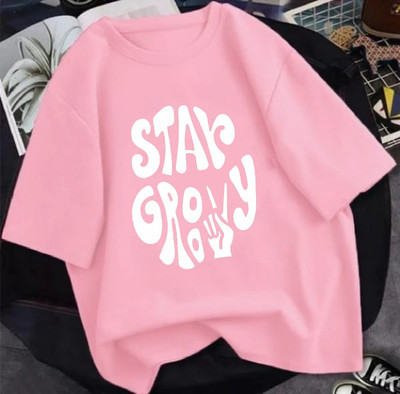 HouseOfCommon Graphic Print Women Round Neck Pink T-Shirt