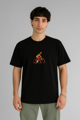 RIVONN Graphic Print Men Round Neck Black T-Shirt