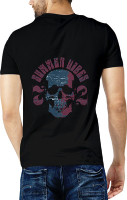 Vastra Vanam Printed Couple Round Neck Reversible Black T-Shirt