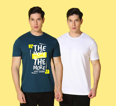WOOSTRO Typography Men Round Neck White, Blue T-Shirt