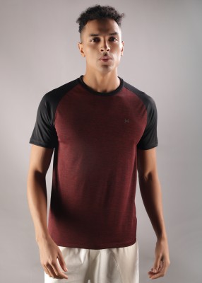 Force NXT Solid Men Round Neck Maroon T-Shirt