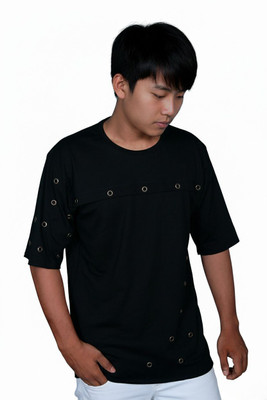 Rb azad Self Design Men Round Neck Black T-Shirt