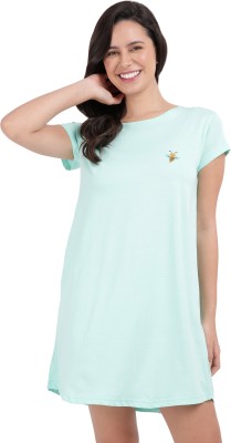 SNAPPYB Solid Women Crew Neck Light Green T-Shirt