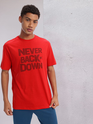 HRX by Hrithik Roshan Printed Men Round Neck Orange T-Shirt