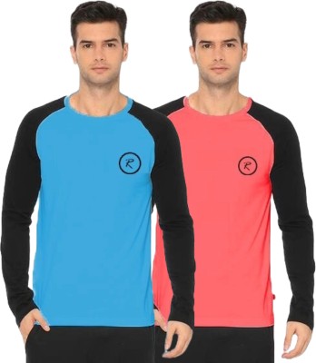 R ROCKIN TEES Solid Men Round Neck Light Blue, Pink T-Shirt