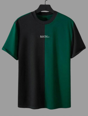 Mark TP Colorblock Men Round Neck Green, Black T-Shirt
