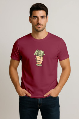 Swaydem Graphic Print Men Round Neck Reversible Maroon T-Shirt