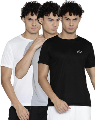 alyv Self Design Men Round Neck Multicolor T-Shirt
