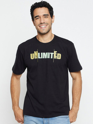 Mast & Harbour Typography Men Round Neck Black T-Shirt