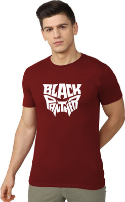 RULEDBYSUN Printed Men Round Neck Maroon T-Shirt