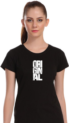 APE Printed Women Round Neck Black T-Shirt
