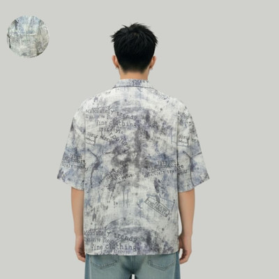 ml fashion Printed, Typography, Abstract Men Round Neck Grey, Light Blue T-Shirt