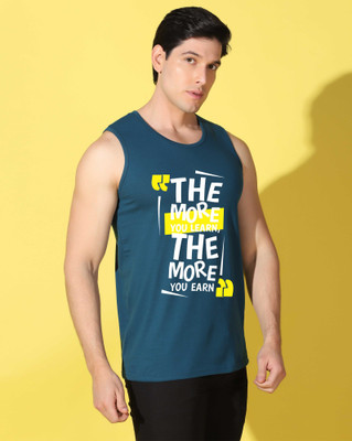 WOOSTRO Printed Men Scoop Neck Dark Blue T-Shirt