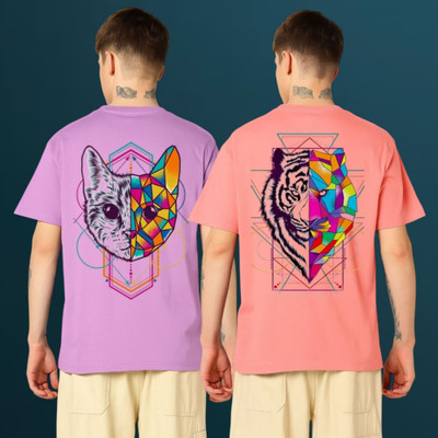 Kasendra Printed Men Round Neck Multicolor T-Shirt