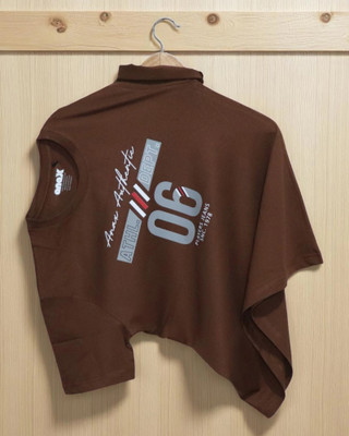 Velvawear Printed Men Round Neck Brown T-Shirt
