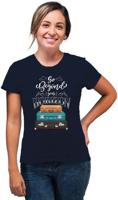 SmarTee Street Printed Women Round Neck Blue T-Shirt
