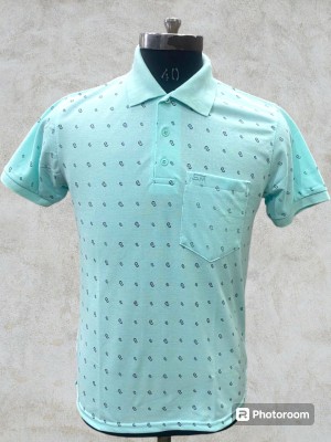 SANTMARCO Polka Print Men Polo Neck Green T-Shirt