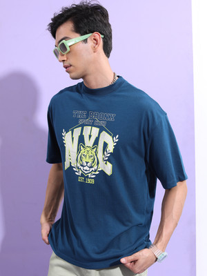 HIGHLANDER Printed, Typography Men Round Neck Dark Green T-Shirt