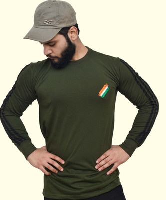 armfit Embroidered Men Round Neck Dark Green T-Shirt