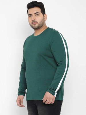 Urbano Plus Self Design Men Round Neck Green T-Shirt