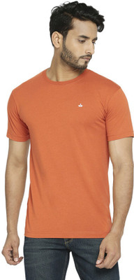 VIP Solid Men Round Neck Orange T-Shirt