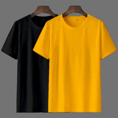 R RIDACHY Solid Men Round Neck Multicolor T-Shirt