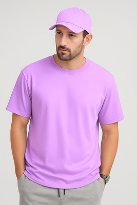 Ns Fashion Solid Men Round Neck Purple T-Shirt